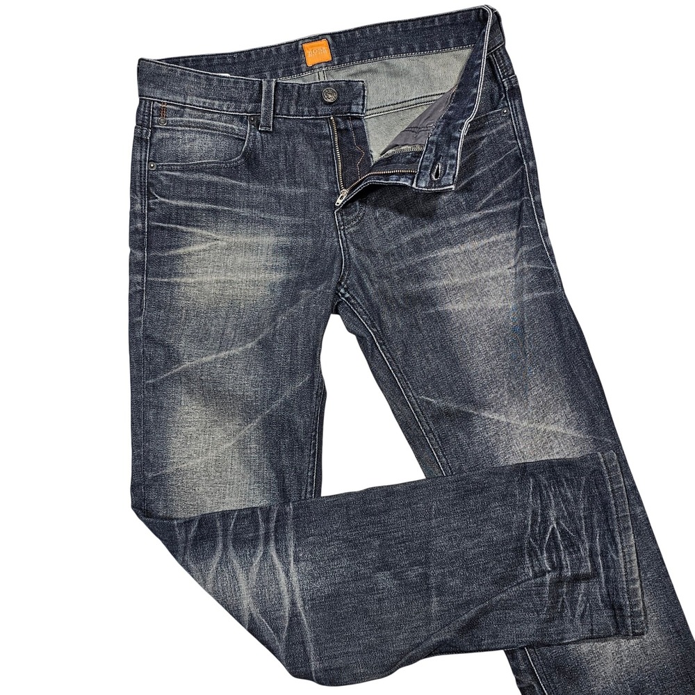 Hugo Boss Orange Jeans Mens 30x31 Blue Slim Fit Whiskered Streetwear Luxury